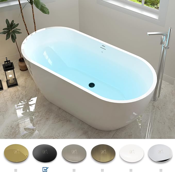 FerdY 59" Bali Acrylic Freestanding Bathtub, Gracefully Shaped Freestanding - Image 3