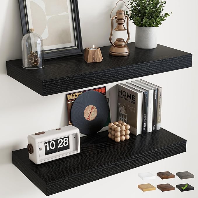 30 Inch Floating Shelves for Wall Set of 2, Easy Install Engineered Wood by Marsmiles
