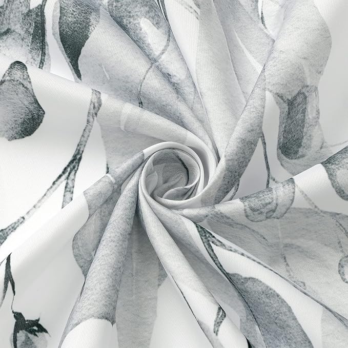 Gibelle Grey Eucalyptus Shower Curtain, Watercolor Plant Leaves - Image 6