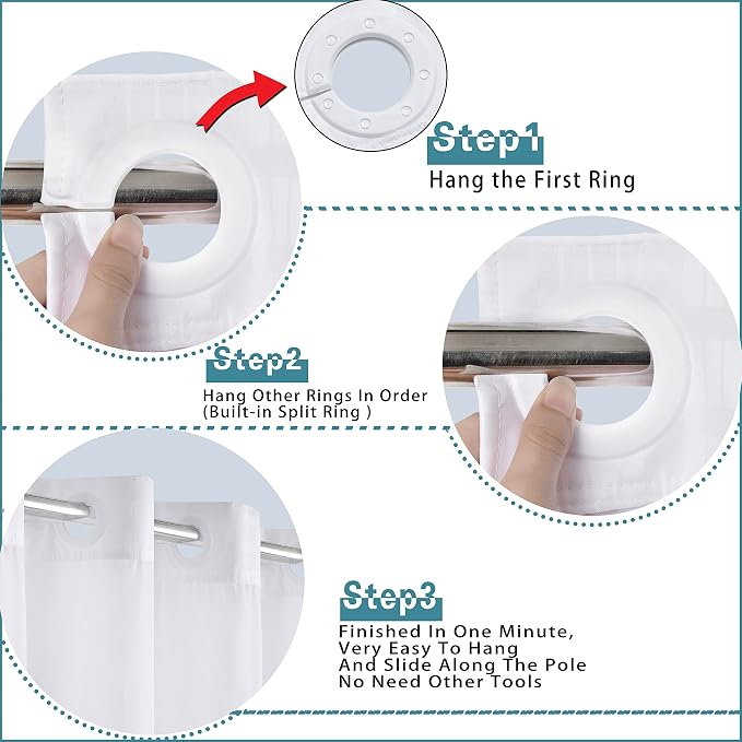 Conbo Mio Extra Long No Hook Shower Curtain - Image 4