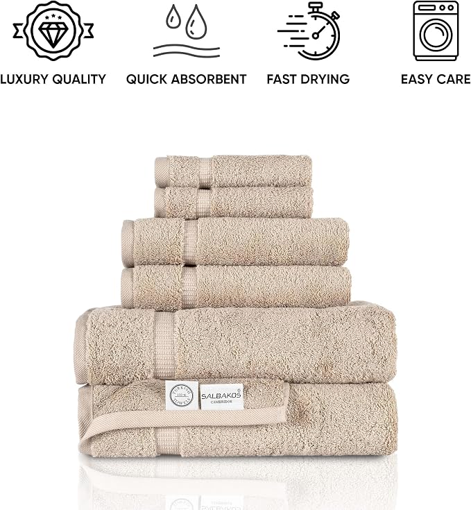 SALBAKOS 100% Turkish Cotton 6-Piece Towel Set | Heirloom Quality Hotel & Spa - Image 5