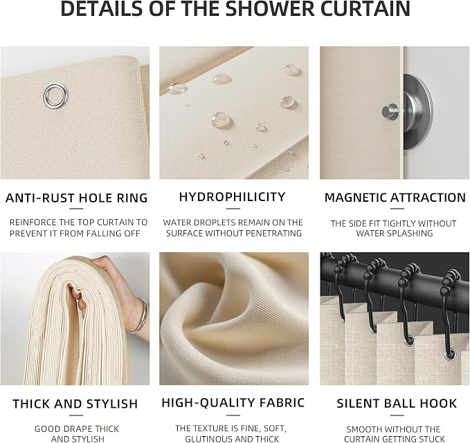 Bathroom Magnetic Folding Shower Curtain, Accordion-Style Shower Curtain - Image 7