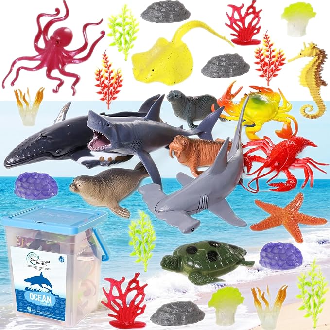 Ocean Sea Animal Figure Toys for Kids 3-5, Realistic Sea Life Figures Animal by BIWASE
