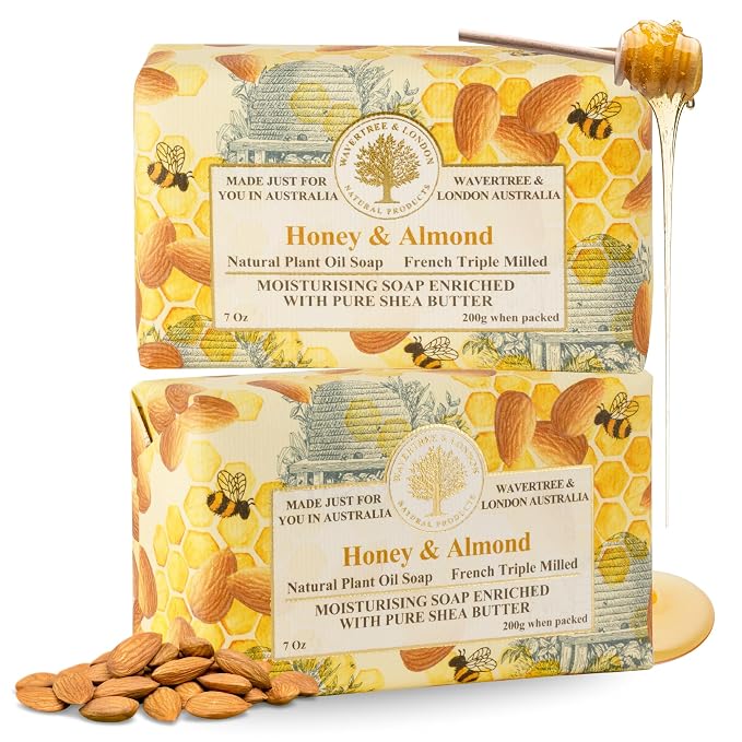 Wavertree & London Honey Almond Scented Natural Soap, 7oz Moisturizing French by AustralianNaturalSoap