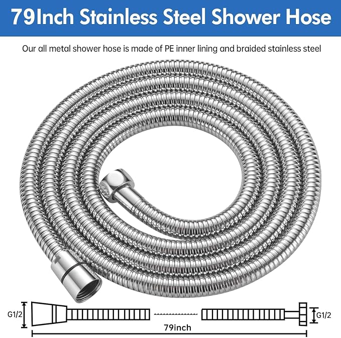 RUMOSE 79 inches Shower Hose Extra Long Stainless Steel Shower Tube Attachment - Image 6