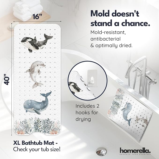 Homerella Baby Bath Tub Mat | Anti Mold Mildew Resistant Non Slip Kids and - Image 3