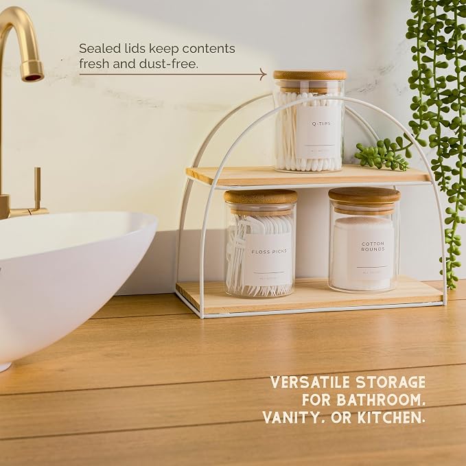Mini Glass Apothecary Jars, Container Set, Bathroom Organizers and Storage - Image 3