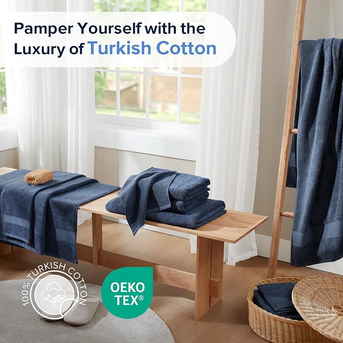 Comfort Spaces Turkish Bathroom Towel Set 6 Piece Luxury Bath Towel Set 2 Hand - Image 3