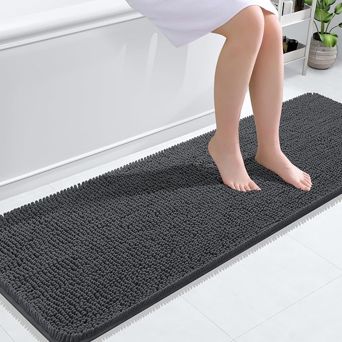 OLANLY Bathroom Rugs 59x20, Extra Soft Absorbent Chenille Bath Rugs, Rubber by OLANLY