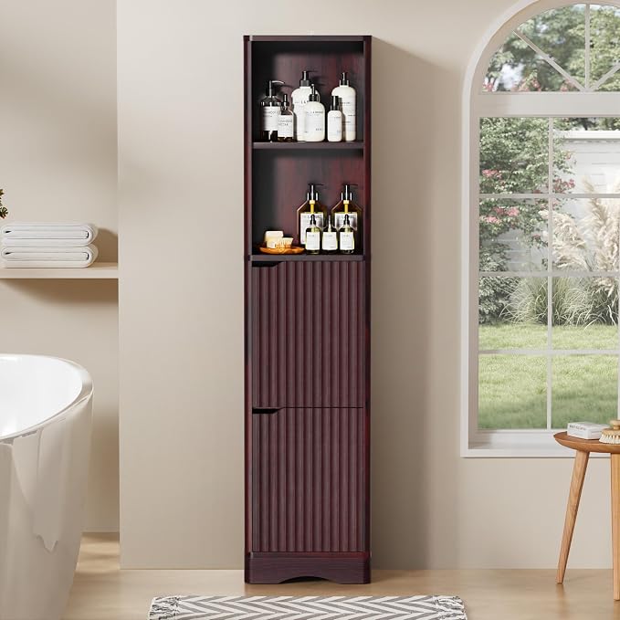 67" Tall Bathroom Organizer and Storage, Narrow Storage Cabinet - Image 2