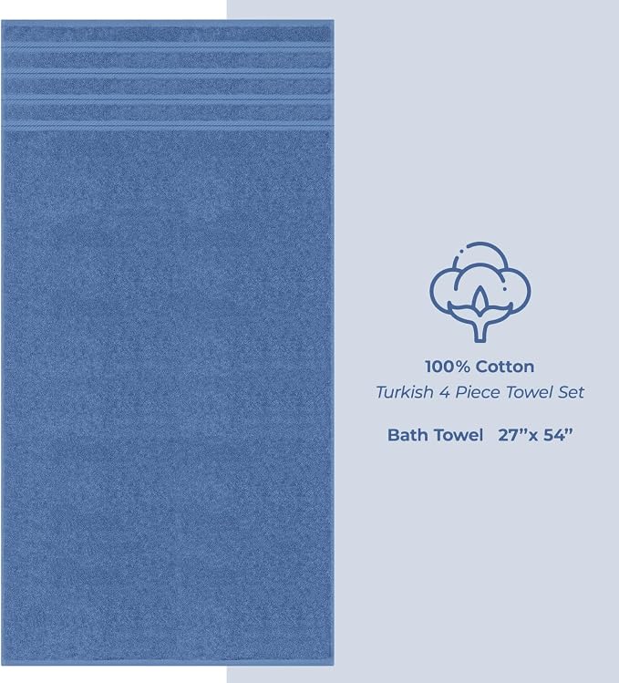 American Soft Linen Luxury 4 Piece Bath Towel Set, 600 GSM 100% Cotton Turkish - Image 5