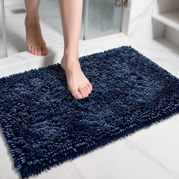Yimobra Chenille Bathroom Rugs Non Slip, Extra Thick Soft Absorbent Bath Rug by Yimobra