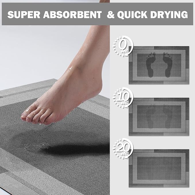 Non Slip Long Bath Mat Bathroom Runner, Rubber Backing Ultra Thin Bathroom Rugs - Image 5