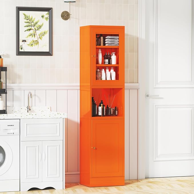 Metal Bathroom Storage Cabinet 67" Slim Bathroom Organizer - Image 6