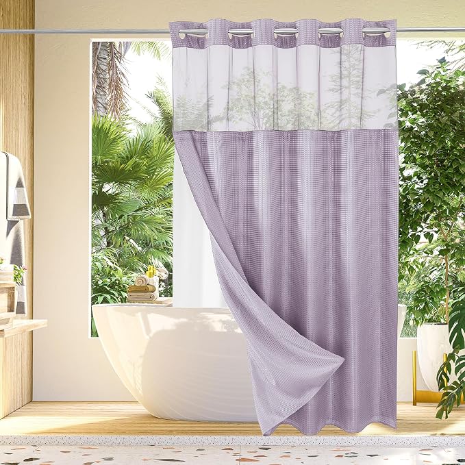 Gibelle No Hook Waffle Weave Shower Curtain by Gibelle
