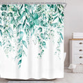 Riyidecor Teal Eucalyptus Leaves Shower Curtain by Riyidecor