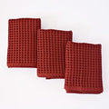 PÜSKÜL Organic Waffle Kitchen Towel 100% Turkish Cotton Set of 3 Red Brick by P%C3%BCsk%C3%BClTextile