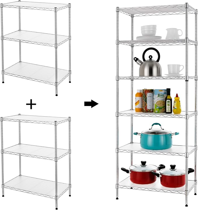 Finnhomy 6-Tier Wire Shelving Unit Adjustable Steel Wire Rack Shelving 6 - Image 6