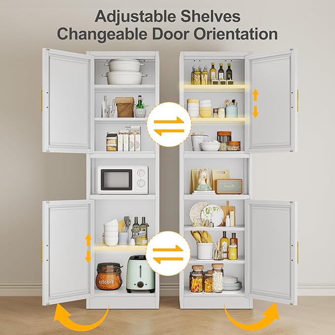 Tall Narrow Storage Cabinet 66.93" H Tall Bathroom Cabinets Metal Pantry Cabinet - Image 6