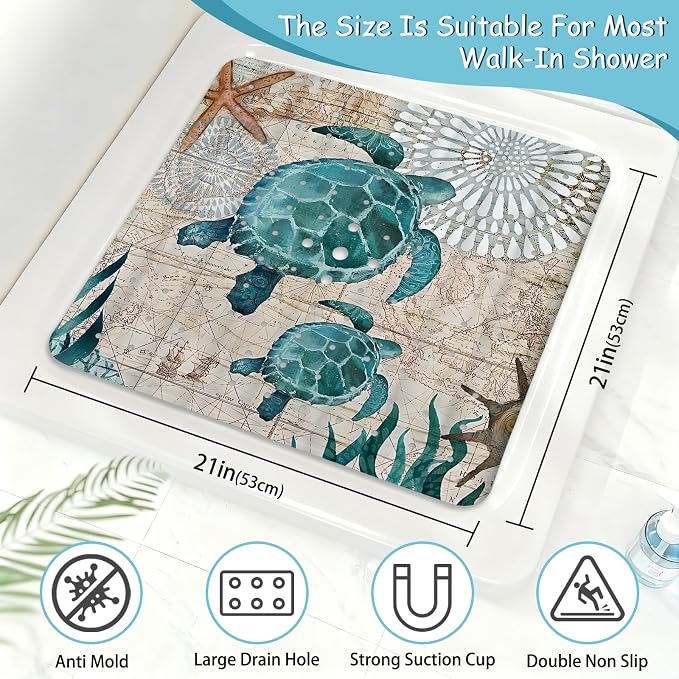 Sea Turtle Square Anti Slip Shower Mats - Image 2