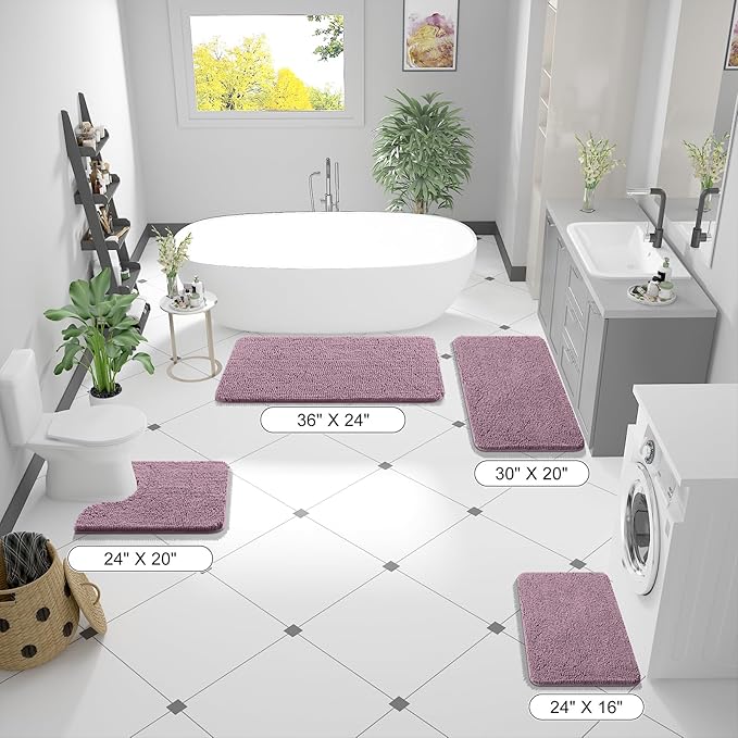 OLANLY Bathroom Rugs 44x24, Extra Soft Absorbent Chenille Bath Rugs, Rubber - Image 2
