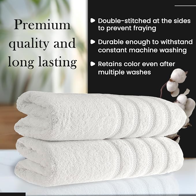 HALLEY Turkish 4 Pack Premium Bath Towels 650 GSM Highly Absorbent Super Soft - Image 5