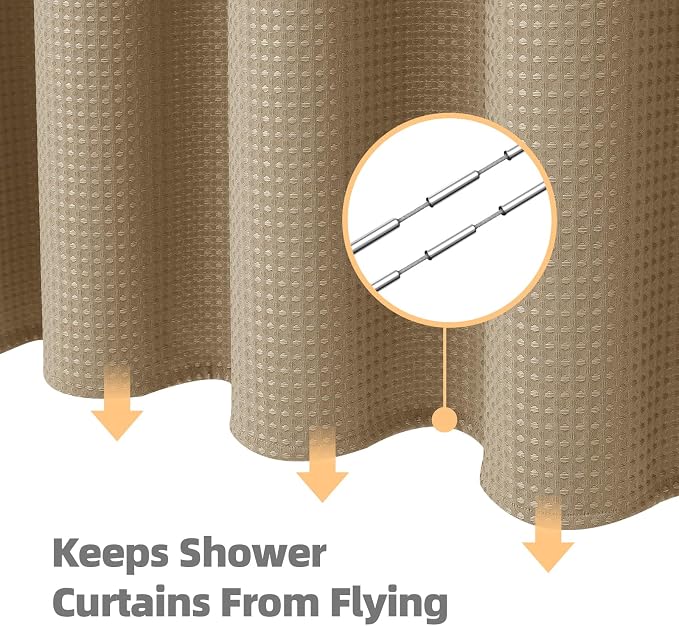 LaCyan 3 in 1 Waterproof Waffle Weave Shower Curtain and Clear Liner Set - Image 4