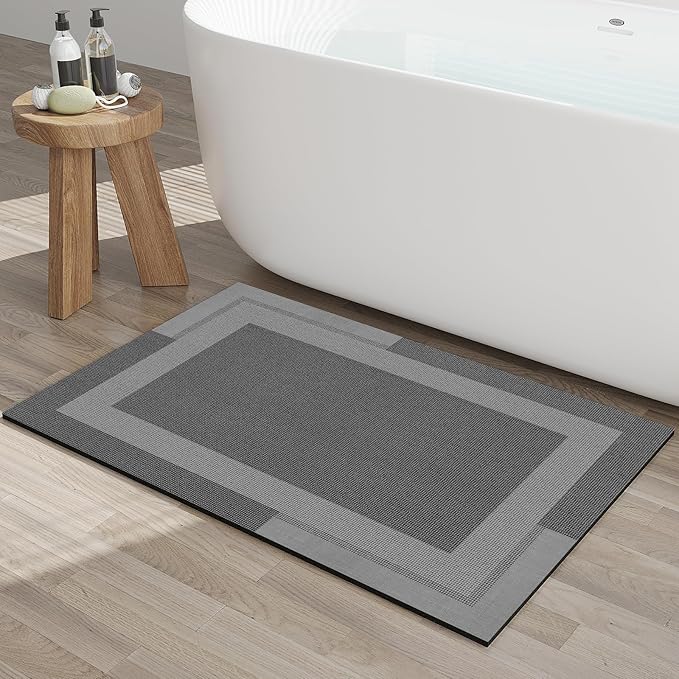 Non Slip Bath Mat, Rubber Backing Ultra Thin Bathroom Rugs Fit Under Door Quick by YDKGL