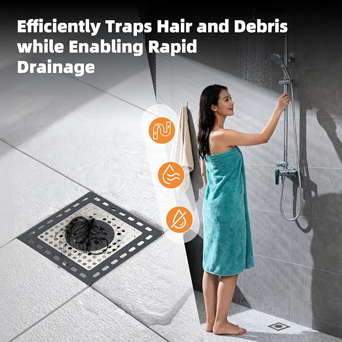 Hibbent Upgraded Shower Drain Hair Catcher, Shower Drain Cover - Image 9