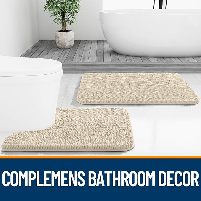 OLANLY Bathroom Rugs 44x24, Extra Soft Absorbent Chenille Bath Rugs, Rubber - Image 8