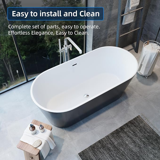 67'' Freestanding Bathtub, Deep Soaking Tub - Image 8
