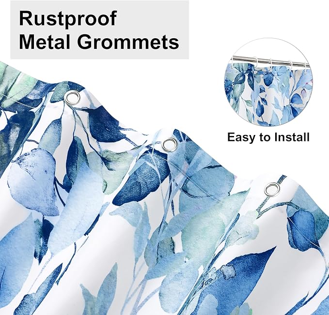 Colorful Star Blue Eucalyptus Waterproof Shower Curtain Set - Image 5