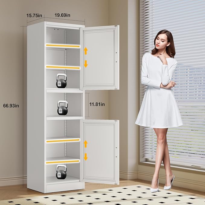 66.93" Tall Bathroom Storage Cabinet, Metal Storage Cabinet - Image 3