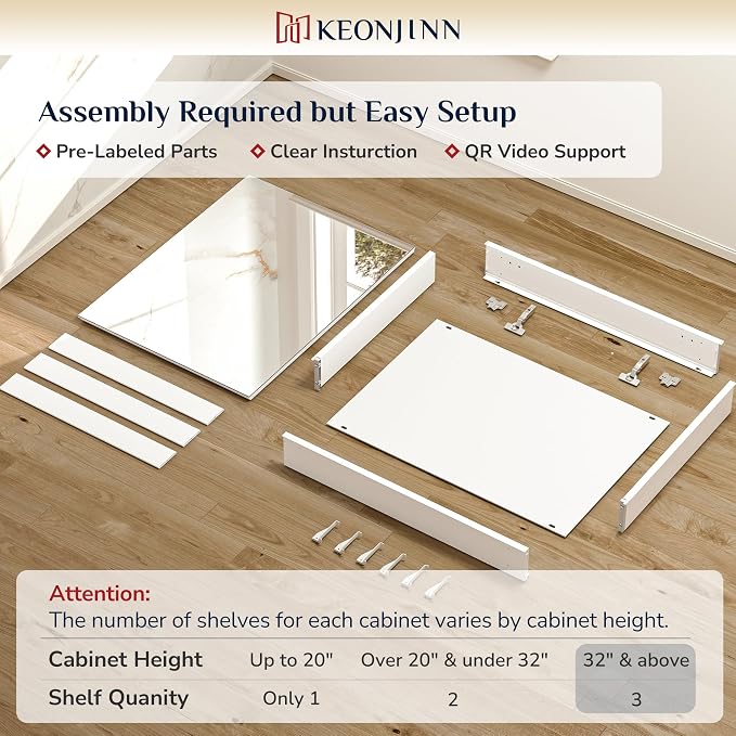 Keonjinn 48 x 32 Inch Large Medicine Cabinet Mirror, Assembly Required - Image 3