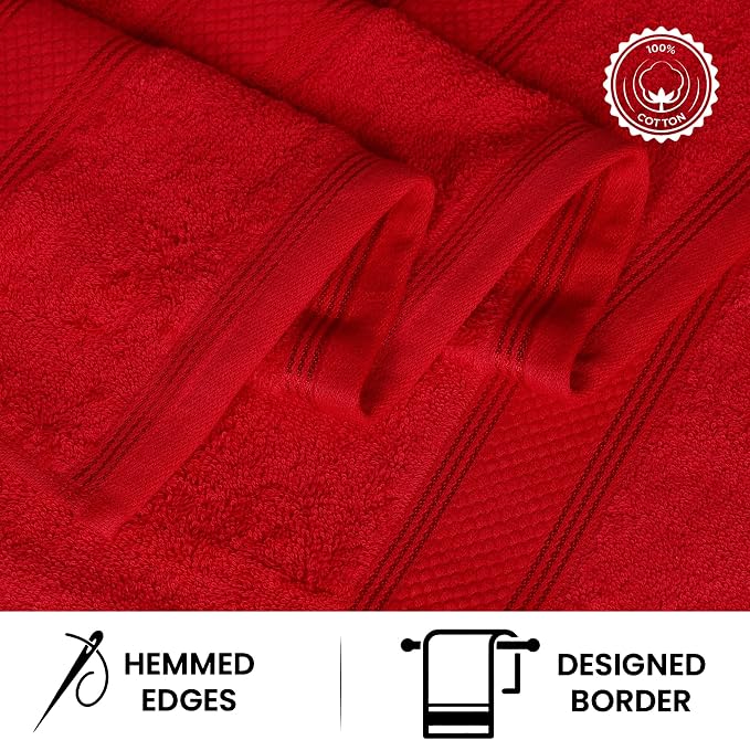 Casa Lino Red Bath Towels Set of 4 - Image 5