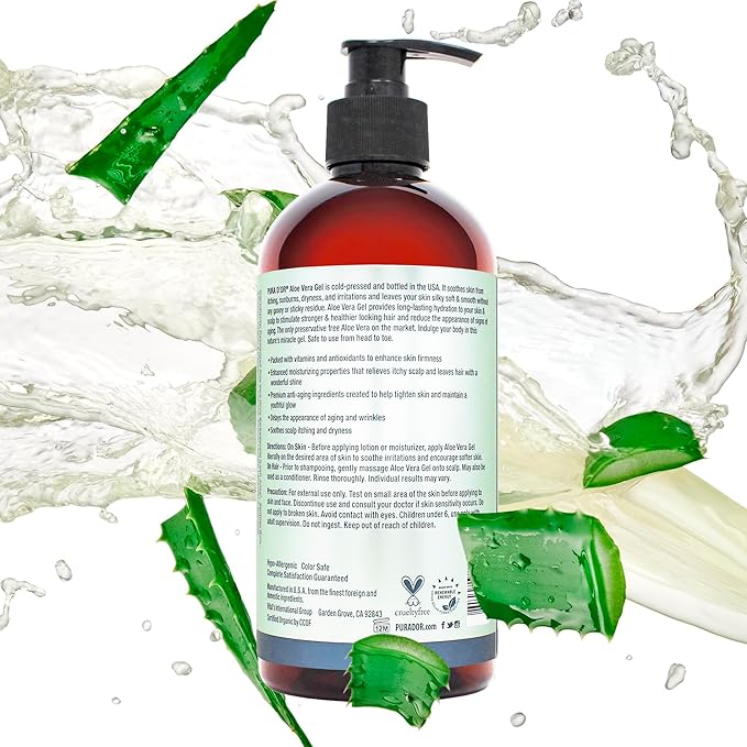PURA D'OR 16 Oz ORGANIC Aloe Vera Gel - Image 7