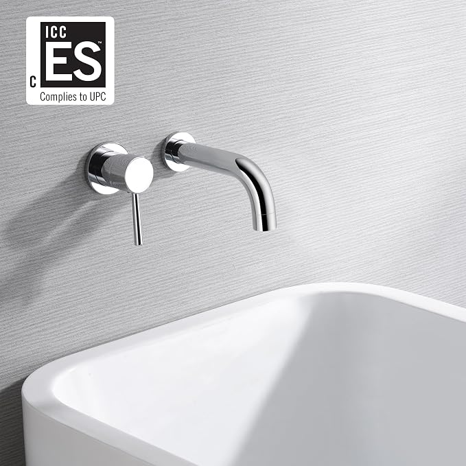 SUMERAIN Wall Mount Tub Faucet Chrome Bathtub Faucet Set - Image 2
