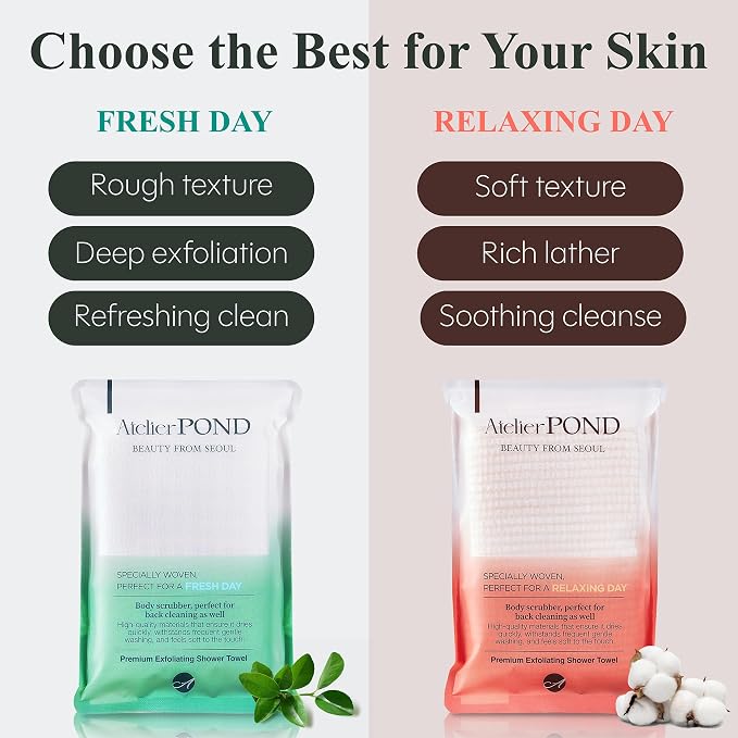 Korean Exfoliating Washcloth 2-Pack – Shower Towel Body Scrub Cloths - Image 2