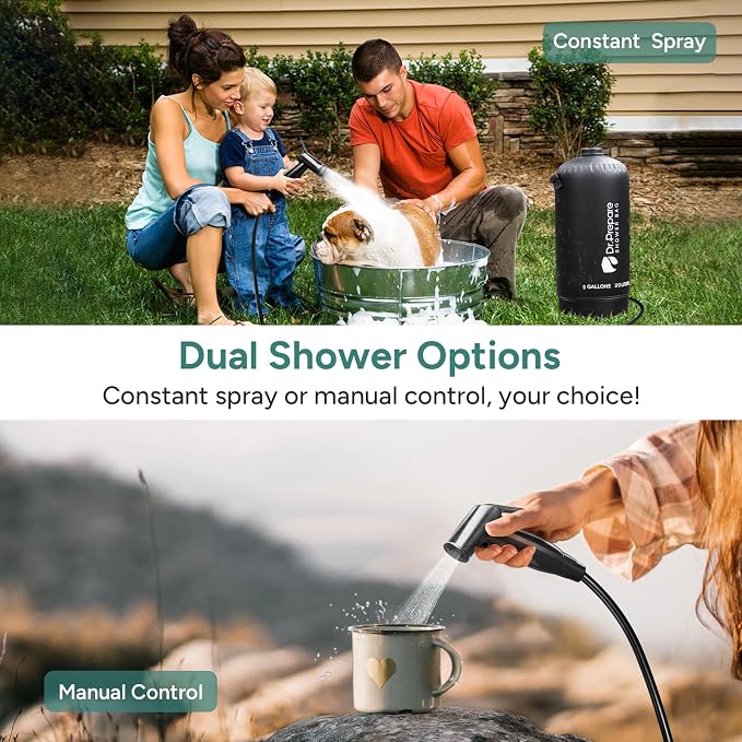 DR.PREPARE Portable Shower for Camping, 4/5 Gallons Camping Shower Bag - Image 5