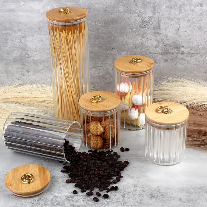 FANTESTICRYAN Glass Storage Jars Set of 5, Decorative Coffee Bar Container - Image 7