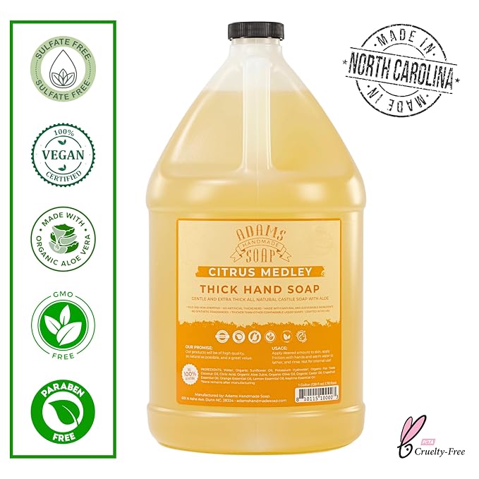 Adams Handmade Soap Thick Organic Castile Liquid Hand Soap 1 Gallon Refill - Image 2