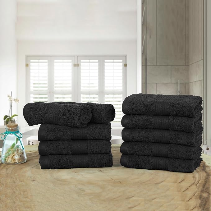 Ample Decor Wash Cloths Pack of 10, Oeko Tex Certified 600 GSM 100% Cotton Soft - Image 2