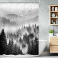 Riyidecor Black and White Shower Curtain 48Wx72H Inch, Stall Narrow Rv Small by Riyidecor