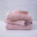 PÜSKÜL Organic Waffle Kitchen Towel 100% Turkish Cotton Set of 3 Pink by P%C3%BCsk%C3%BClTextile