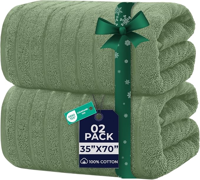 DAN RIVER Pack of 2 Bath Sheet 35x70 Inches, Extra Large Ribbed Quick Dry Bath by DanRiver
