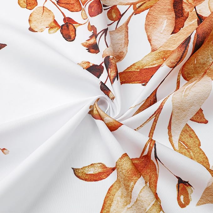 Gibelle Orange Eucalyptus Shower Curtain, Fall Watercolor Plant Leaves - Image 4