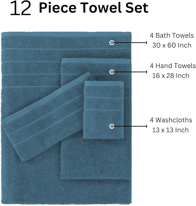Casa Platino 100% Cotton Luxury Bath Towel Set - Image 3