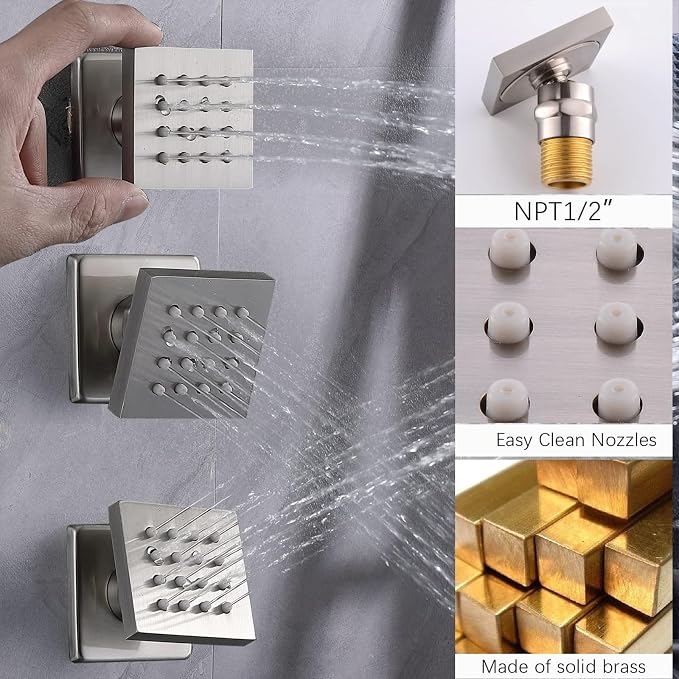 Shower System Brushed Nickel Temperature Display Shower Faucet Set, 14X20 inch - Image 4