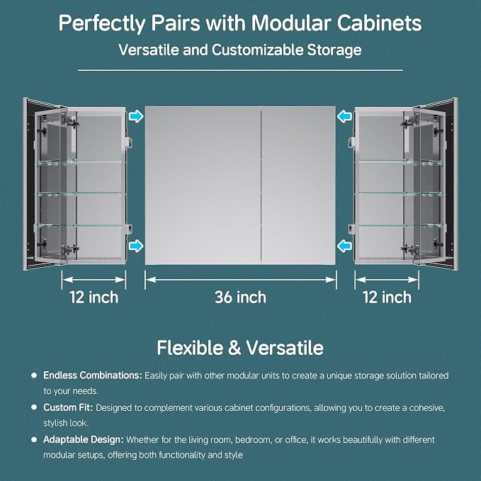 16"x24" Medicine Cabinet Mirror, Aluminum Silver Recessed Medicine Cabinet - Image 9