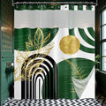 Olive Green Bohemian See Through Mesh Top Shower Curtain by Bxpaitx